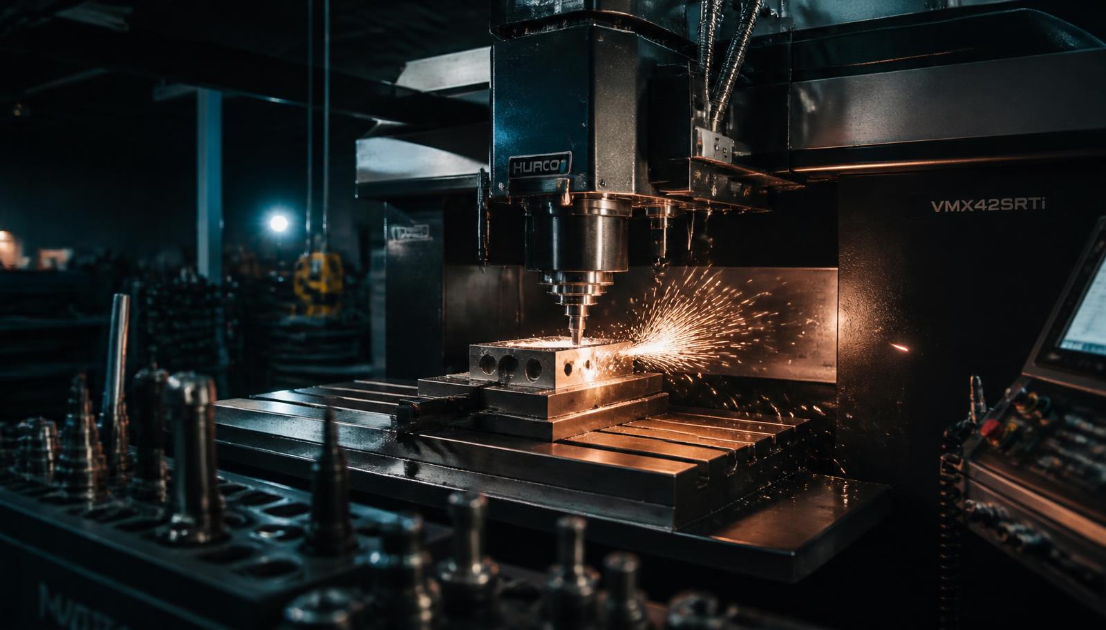 Precision CNC machining in an industrial workshop